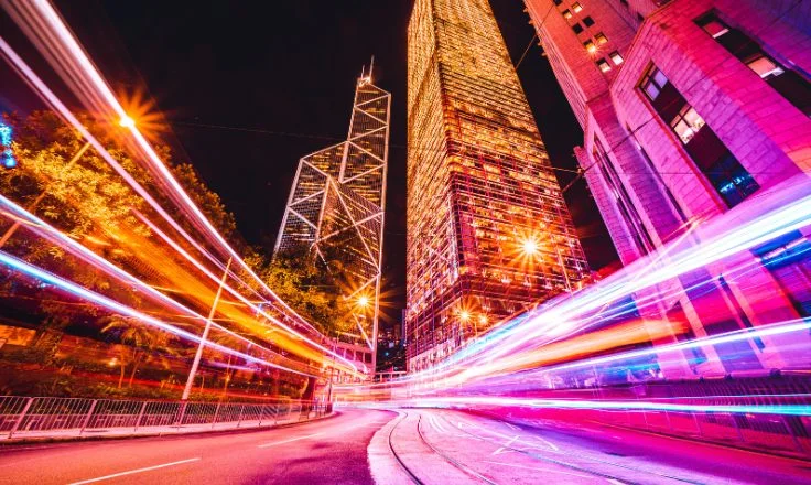 light in the city at night